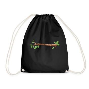 branch tree drawing leaf - Drawstring Bag - black - Front