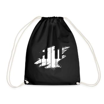 Piano Pianist Funny Keyboard Tie - Drawstring Bag - black - Front