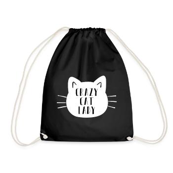 Crazy Cat Lady - Drawstring Bag - black - Front