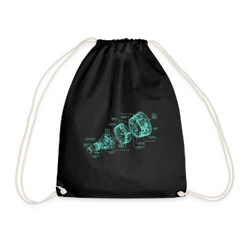 Retro Old School Gemini Capsule Illustration - Drawstring Bag - black - Front