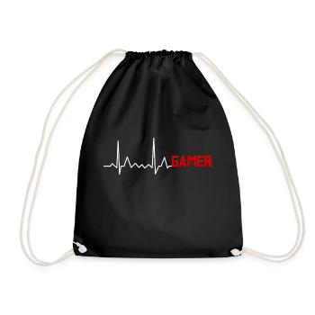 Gamer Herzschlag EKG Puls - Turnbeutel - Schwarz - Vorne