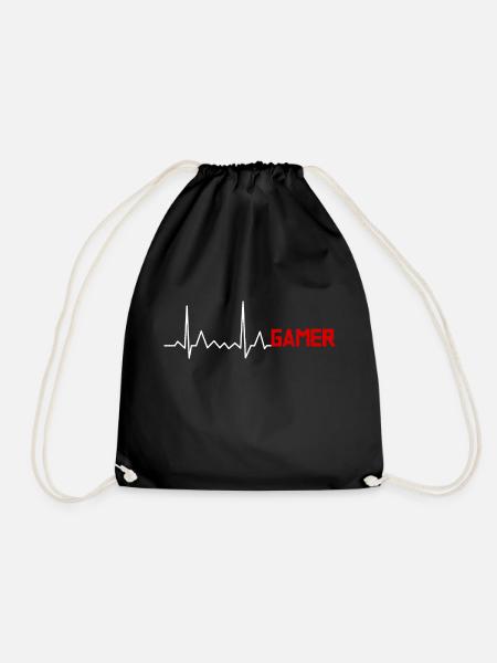 Gamer Herzschlag EKG Puls - Turnbeutel - Schwarz