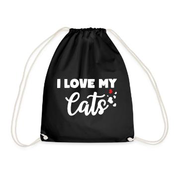 I LOVE MY CATS Cat Owner Love - Drawstring Bag - black - Front
