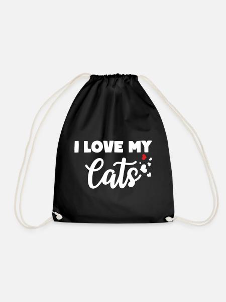 I LOVE MY CATS Katzenbesitzer Liebe - Turnbeutel - Schwarz