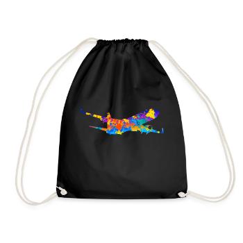 Flugzeug Flugzeuge Geschenk - Turnbeutel - Schwarz - Vorne