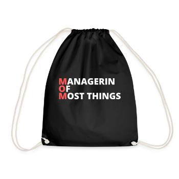 Mom - MANAGERIN OF MOST THINGS - Turnbeutel - Schwarz - Vorne