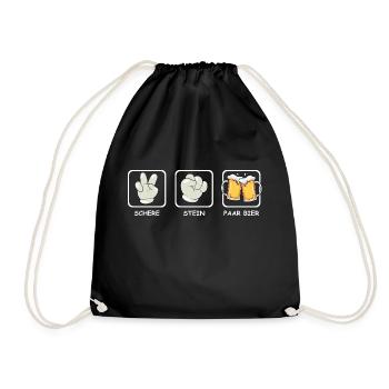 Schere Stein Papier/ Paar Bier - Turnbeutel - Schwarz - Vorne