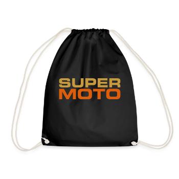 SUPER MOTO sport logo orange - Drawstring Bag - black - Front