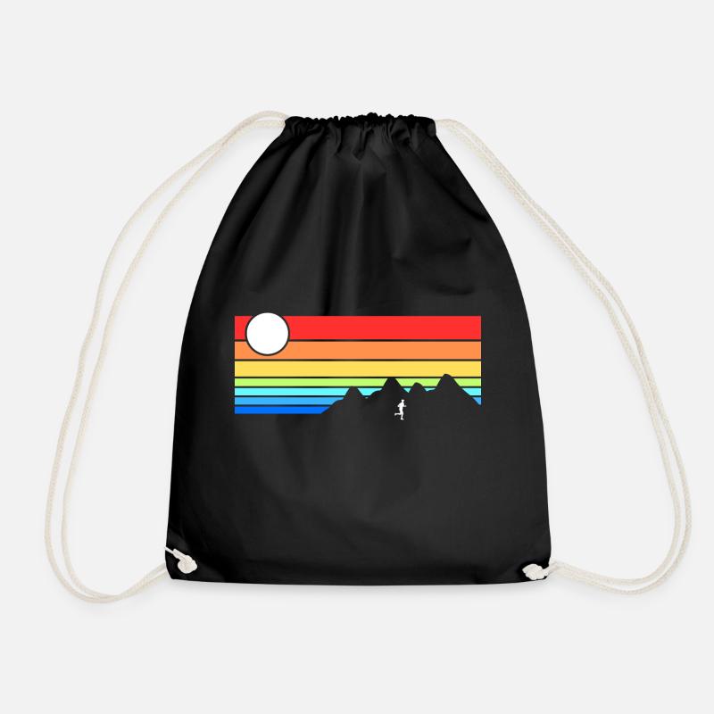 Trail Running Cross Country Trail Running Trail Runner Idea - Drawstring Bag - black
