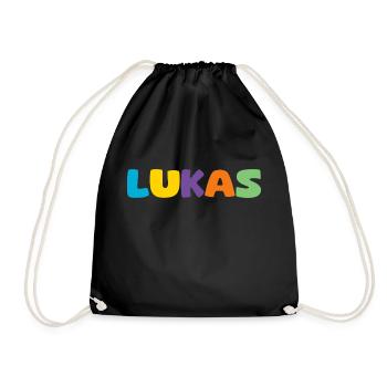 Name - Lukas - Turnbeutel - Schwarz - Vorne