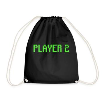 Player 2 Gamer - Drawstring Bag - black - Front