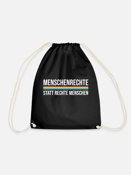 Menschenrechte statt rechte Menschen - Turnbeutel - Schwarz