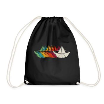 Papierboot Kapitän - Turnbeutel - Schwarz - Vorne