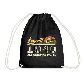 Legendär seit 1940 Geburtstag 1940 Jahrgang 1940 - Turnbeutel - Schwarz - Vorne