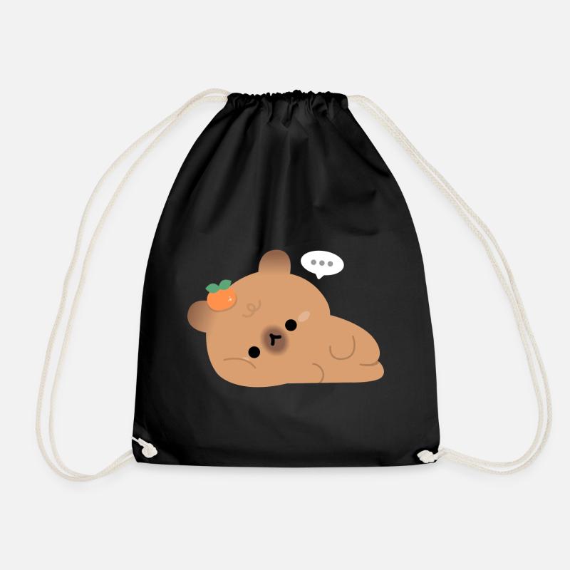 Tired Capybara - Drawstring Bag - black