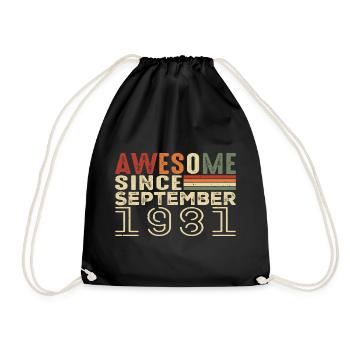 September 1981, birthday present September 1981 - Drawstring Bag - black - Front