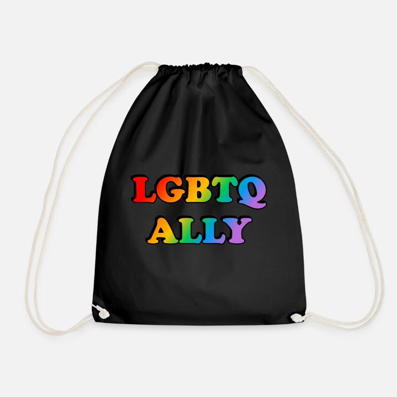 LGBTQ ally - Drawstring Bag - black