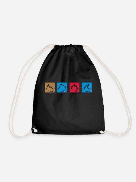 Earth Wind Fire Water - Drawstring Bag - black