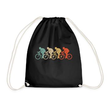 Retro Vintage Style Fahrrad Radsport Zweirad Sport - Turnbeutel - Schwarz - Vorne