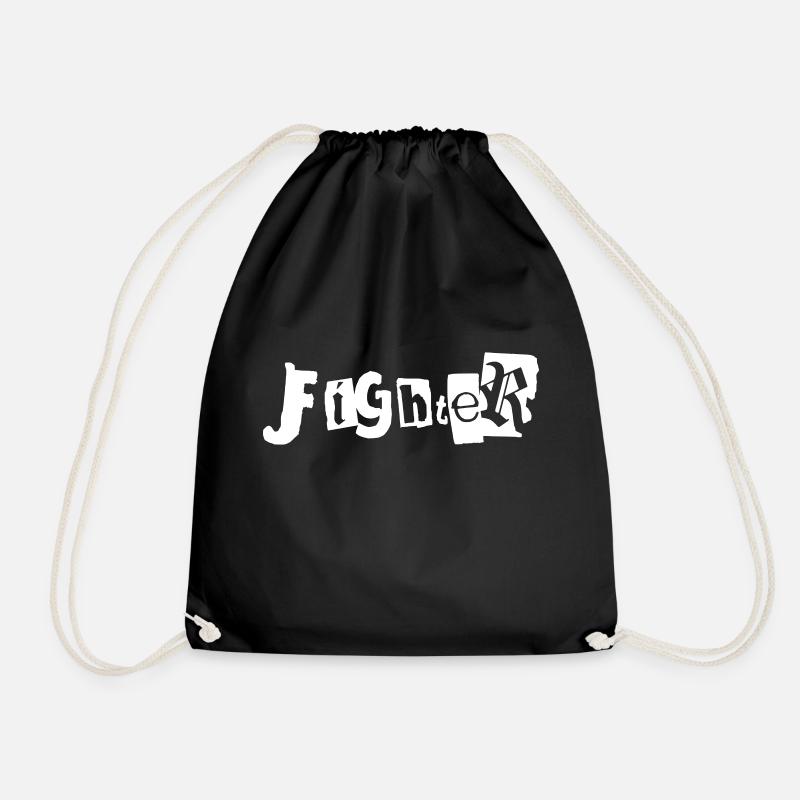 fighter Kampf Kämpfer mma Boxen Aufkleber leben - Turnbeutel - Schwarz