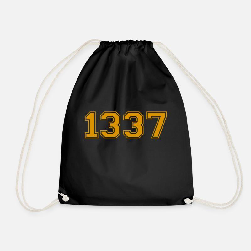 1337 Yellow - Leet Speak - Drawstring Bag - black