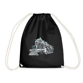 Locomotive, steam locomotive, railroad, train - Drawstring Bag - black - Front