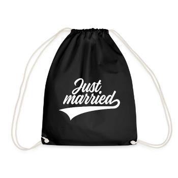 JUST MARRIED HOCHZEIT - Turnbeutel - Schwarz - Vorne