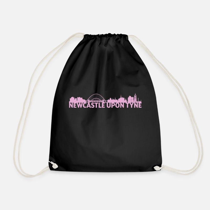 Newcastle Upon Tyne England Skyline Gift Idea - Drawstring Bag - black
