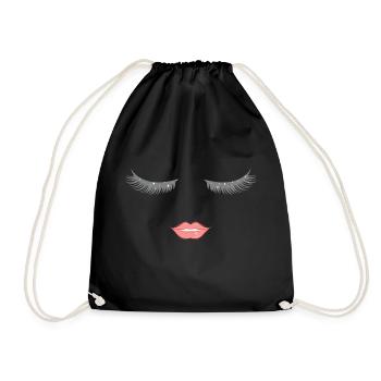 Extravagantes Wimpern und Lippen Design - Turnbeutel - Schwarz - Vorne