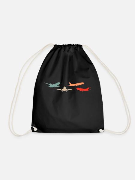 Flugzeug Flugzeuge retro Geschenk - Turnbeutel - Schwarz