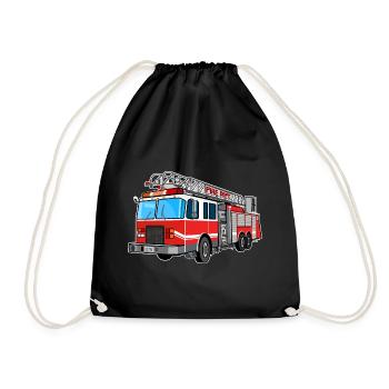 Fire brigade, fire engine, firefighter, extinguish - Drawstring Bag - black - Front