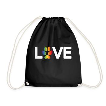 Dog Paw Love Love Colorful Dog Paw Imprint 1 - Drawstring Bag - black - Front