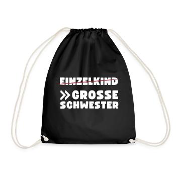 Einzelkind große Schwester - Turnbeutel - Schwarz - Vorne