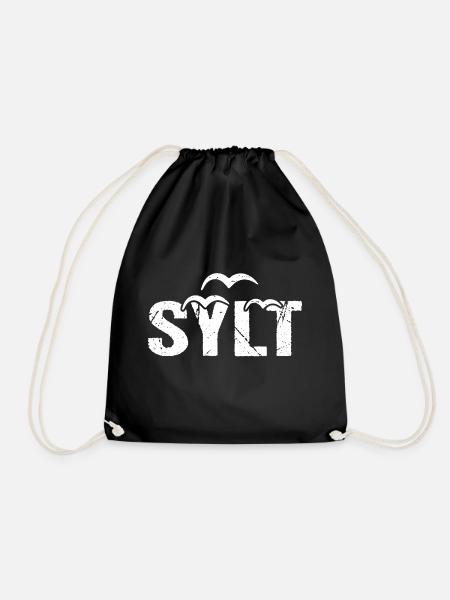 Sylt Insel Möwen - Turnbeutel - Schwarz