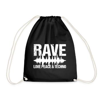 Rave Love Peace Techno Musique - Sac de sport léger - noir - Devant