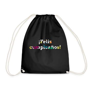 Joyeux anniversaire avec des paroles espagnoles colorées - Sac de sport léger - noir - Devant