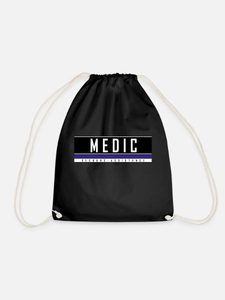 Flap Custom Medic Rescue Assistance - Drawstring Bag - black