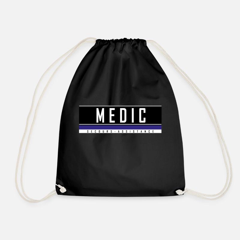 Flap Custom Medic Rescue Assistance - Drawstring Bag - black