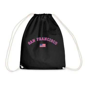 San Francisco, America, USA - Drawstring Bag - black - Front