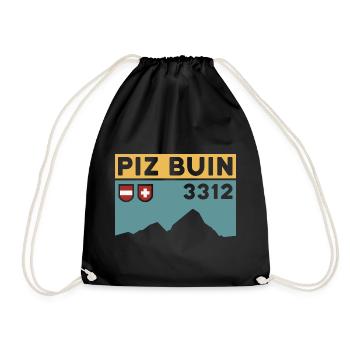 Berg Piz Buin Tour Bergtour Wanderung Souvenir - Turnbeutel - Schwarz - Vorne
