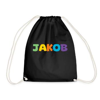 Name - Jakob - Turnbeutel - Schwarz - Vorne