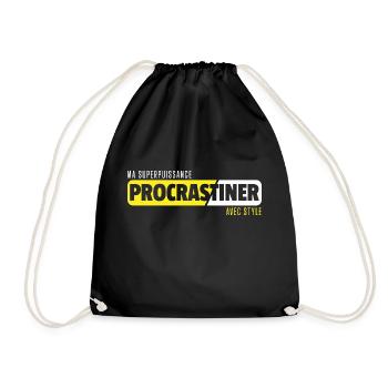 Procrastiner / citations drôles - Sac de sport léger - noir - Devant