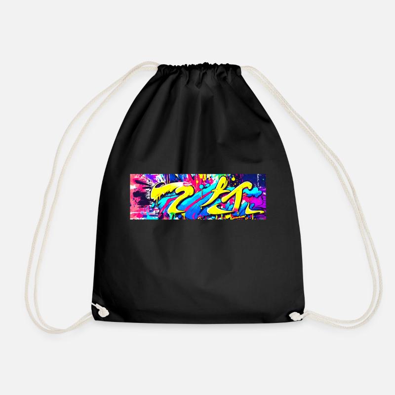 Graffiti Color Stain Streetart - Drawstring Bag - black