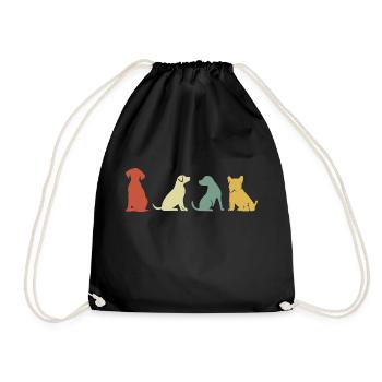 Vintage Retro Hunde - Turnbeutel - Schwarz - Vorne
