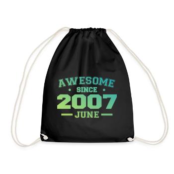 June 2007 Birthday Year 2007 June Gift 2007 - Drawstring Bag - black - Front