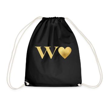 Lettre w cœur doré - Sac de sport léger - noir - Devant