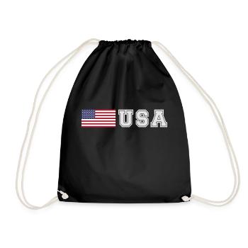 TEAM USA amerikanische Flagge Fahne vor Schrift - Turnbeutel - Schwarz - Vorne
