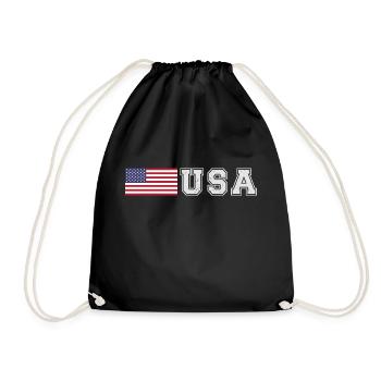 TEAM USA amerikanische Flagge Fahne vor Schrift - Turnbeutel - Schwarz - Vorne