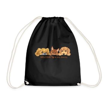 Coup d’œil mignon chat roux et deux chiens - Sac de sport léger - noir - Devant
