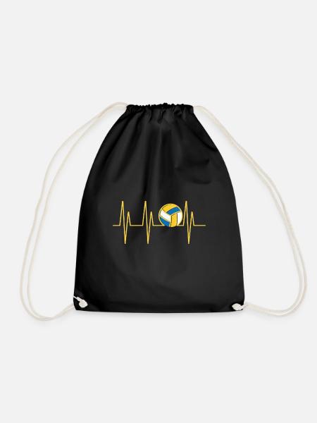 Lustiges Volleyball Herzschlag Shirt Geschenk - Turnbeutel - Schwarz